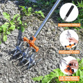 Rotary Cultivator Tool Adjustable garden Hand Tiller with Stainless Steel Pole for Soil Mixing or Reseeding Grass